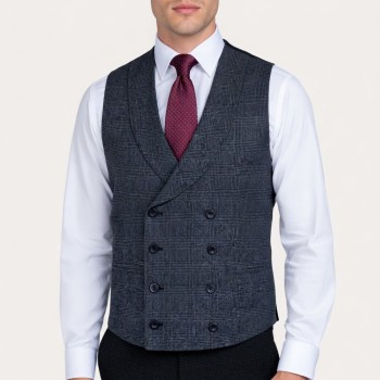 Charcoal Double Breasted 100% Wool Shawl Waistcoat #AB-WWC1008/1 