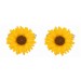 Yellow Sunflower Rhodium Plated Cufflinks #90-1392