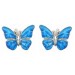 Blue Butterfly Rhodium Plated Cufflinks #90-1398