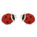 Red Ladybird Rhodium Plated Cufflinks #90-1401