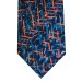 Navy Blue Dash Silk Tie and Hankie Set