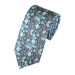 Grey Anime Flower Printed Cotton Tie with Matching Pocket Square