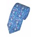 Blue Anime Flower Printed Cotton Tie with Matching Pocket Square