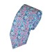 Pale Pink Anime Flower Printed Cotton Tie with Matching Pocket Square