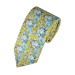 Yellow Anime Flower Printed Cotton Tie with Matching Pocket Square
