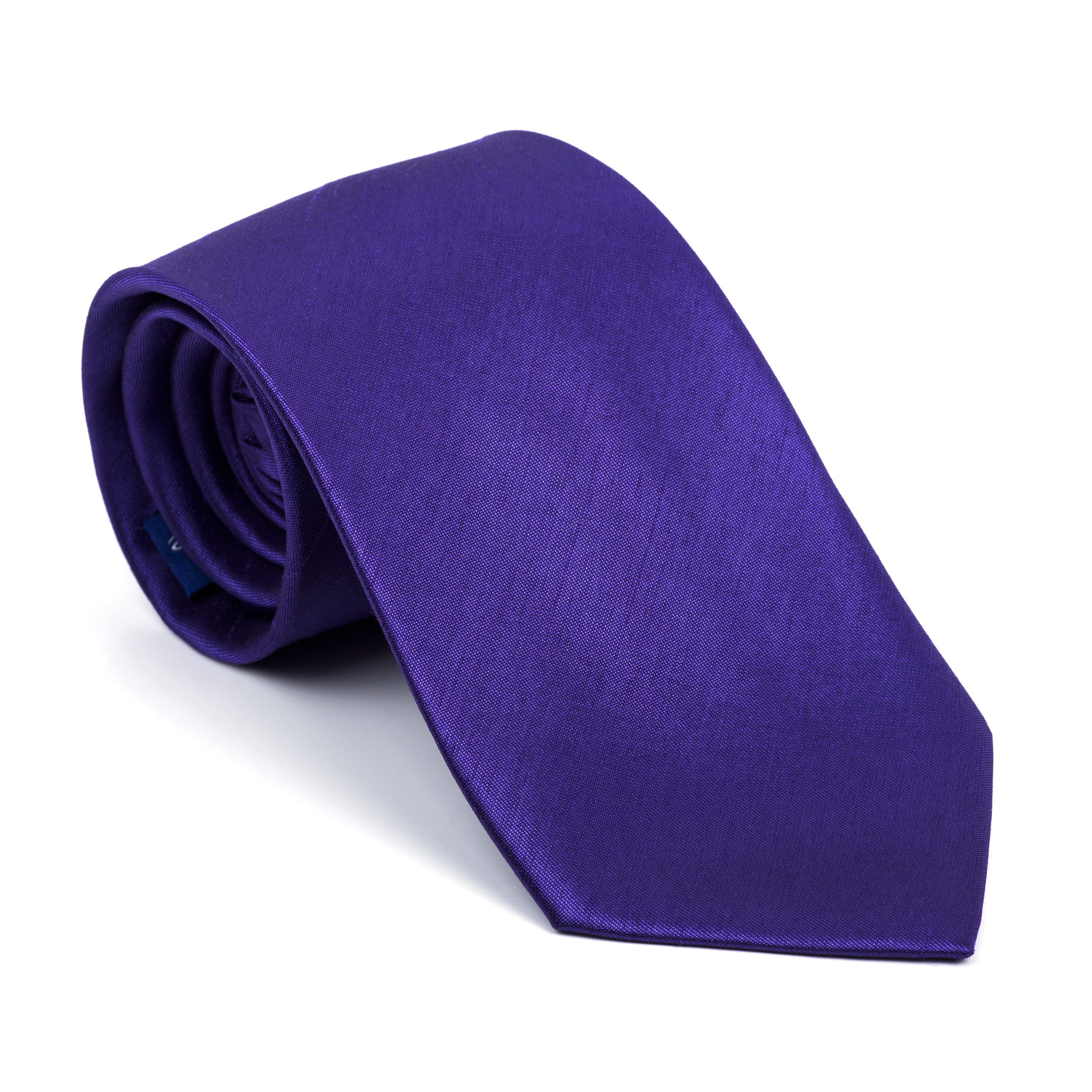 Plum Purple Shantung Tie - Plain Purple Shantung Classic Width 8cm