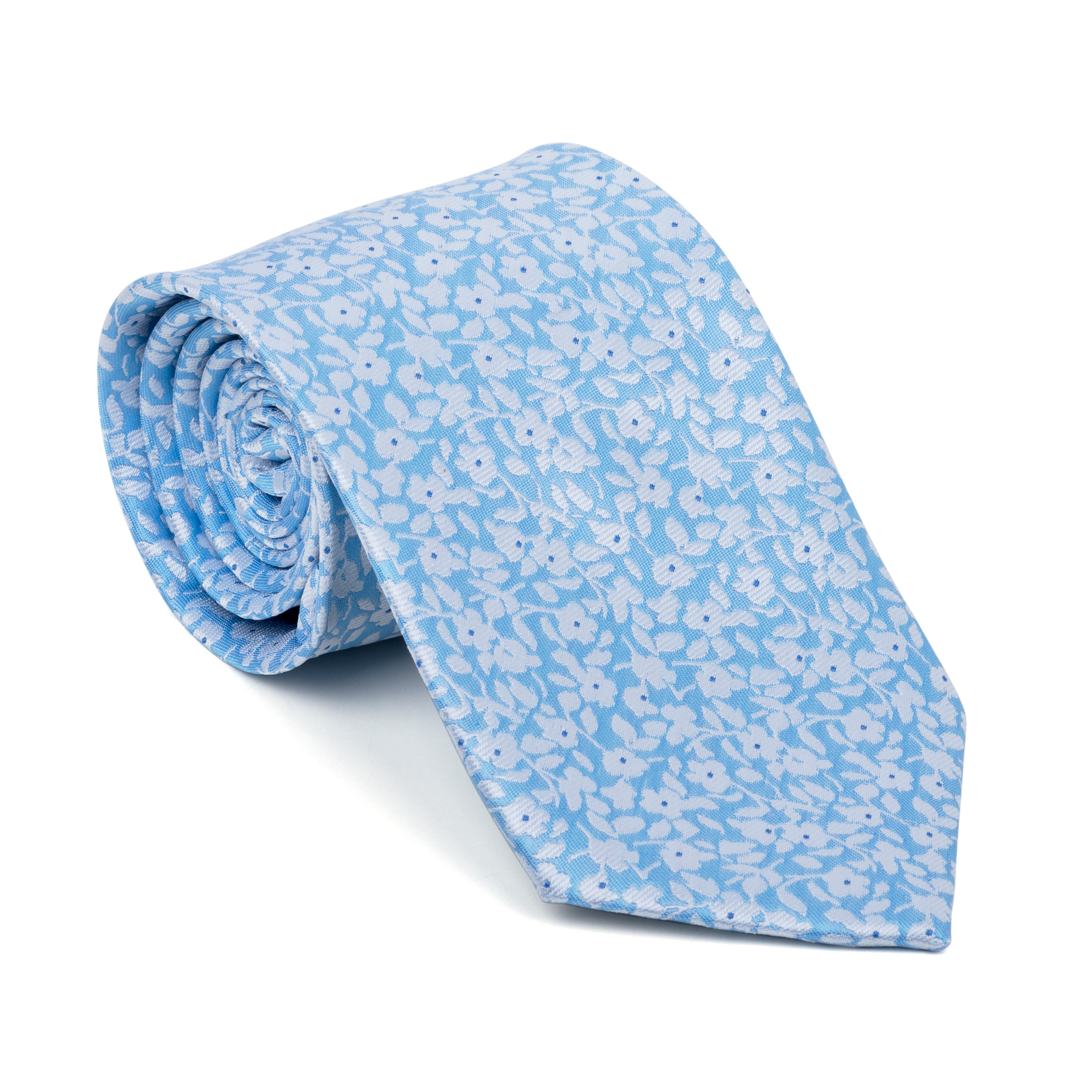 Sky Blue Ditsy Floral Tie - Patterned Blue Classic Width 8cm