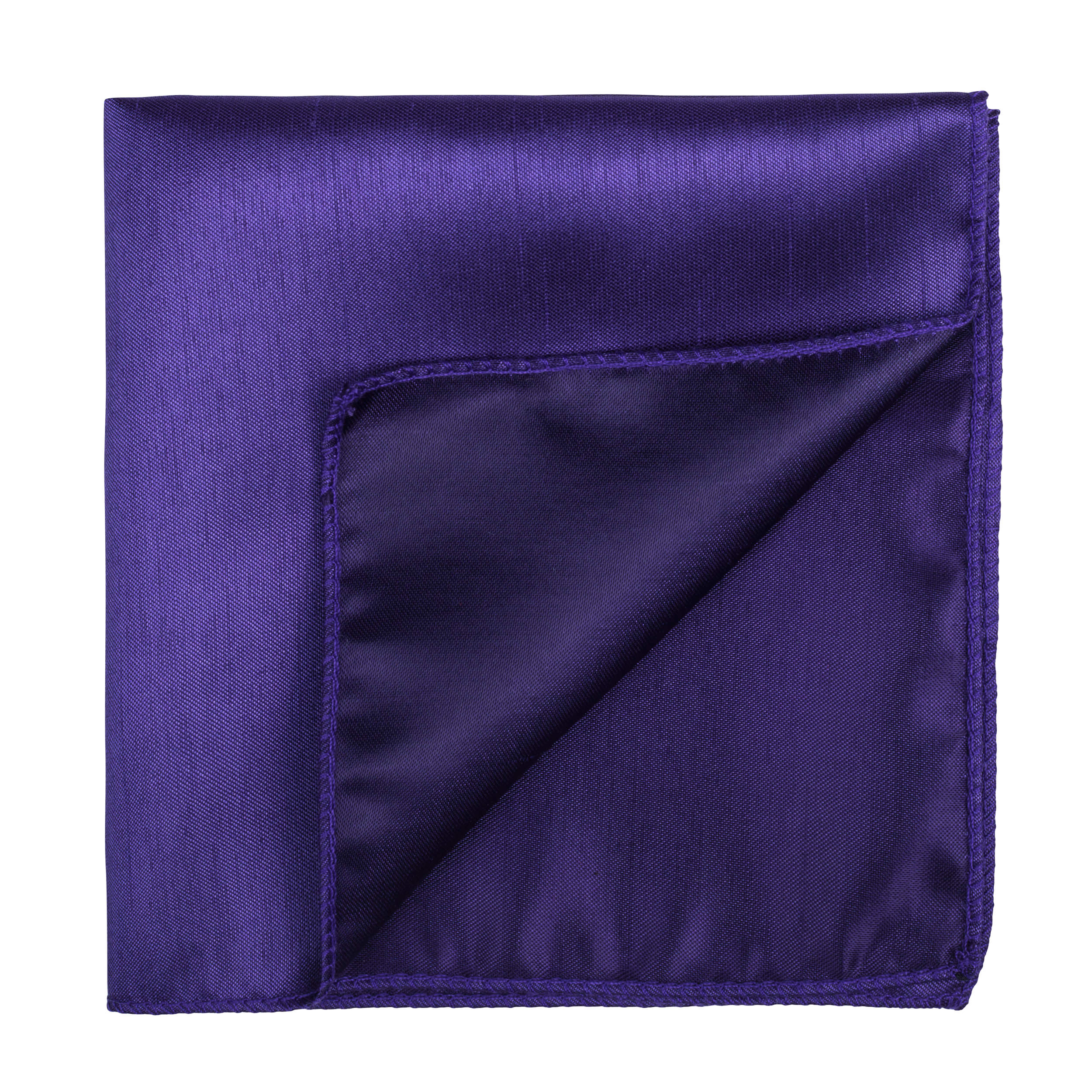 Plum Purple Shantung Pocket Square - Plain Purple Shantung Handkerchief