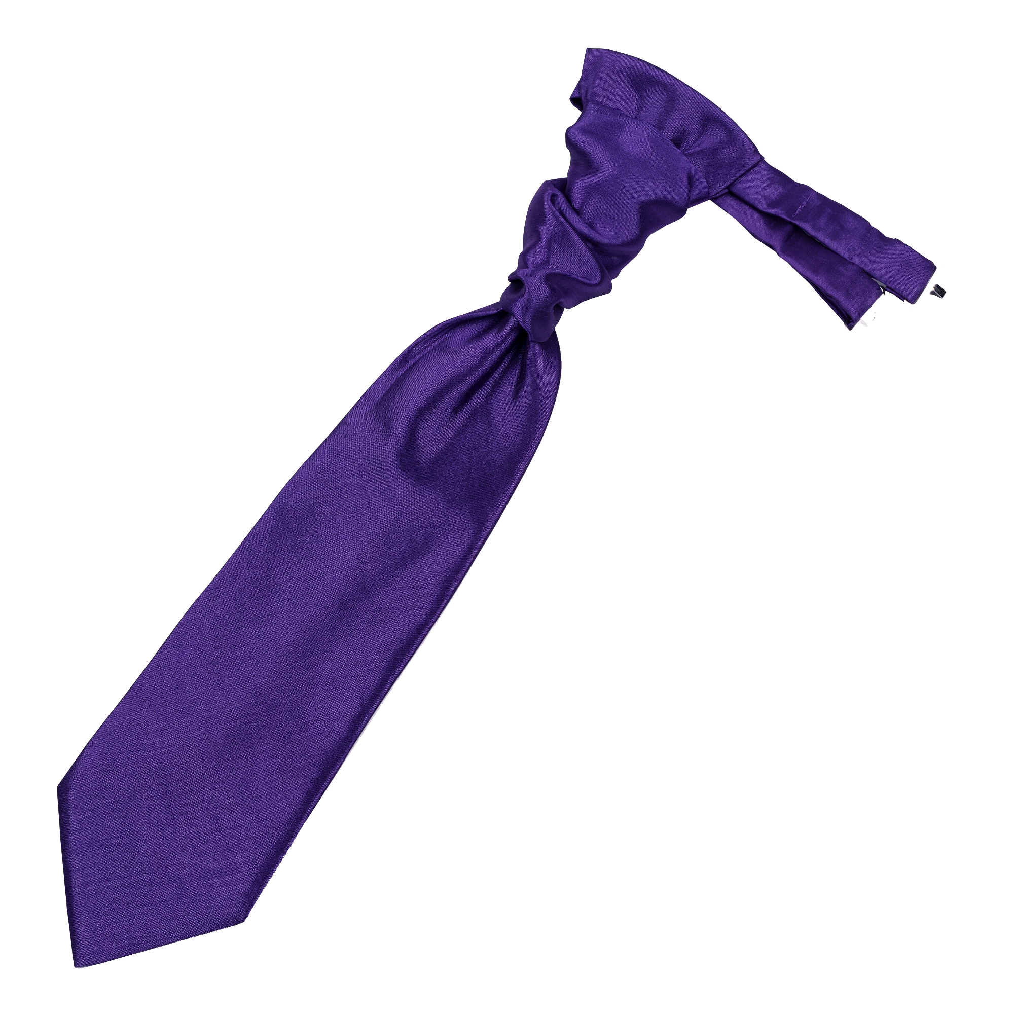 Plum Purple Shantung Cravat - Plain Purple Shantung Pre-Tied Cravat
