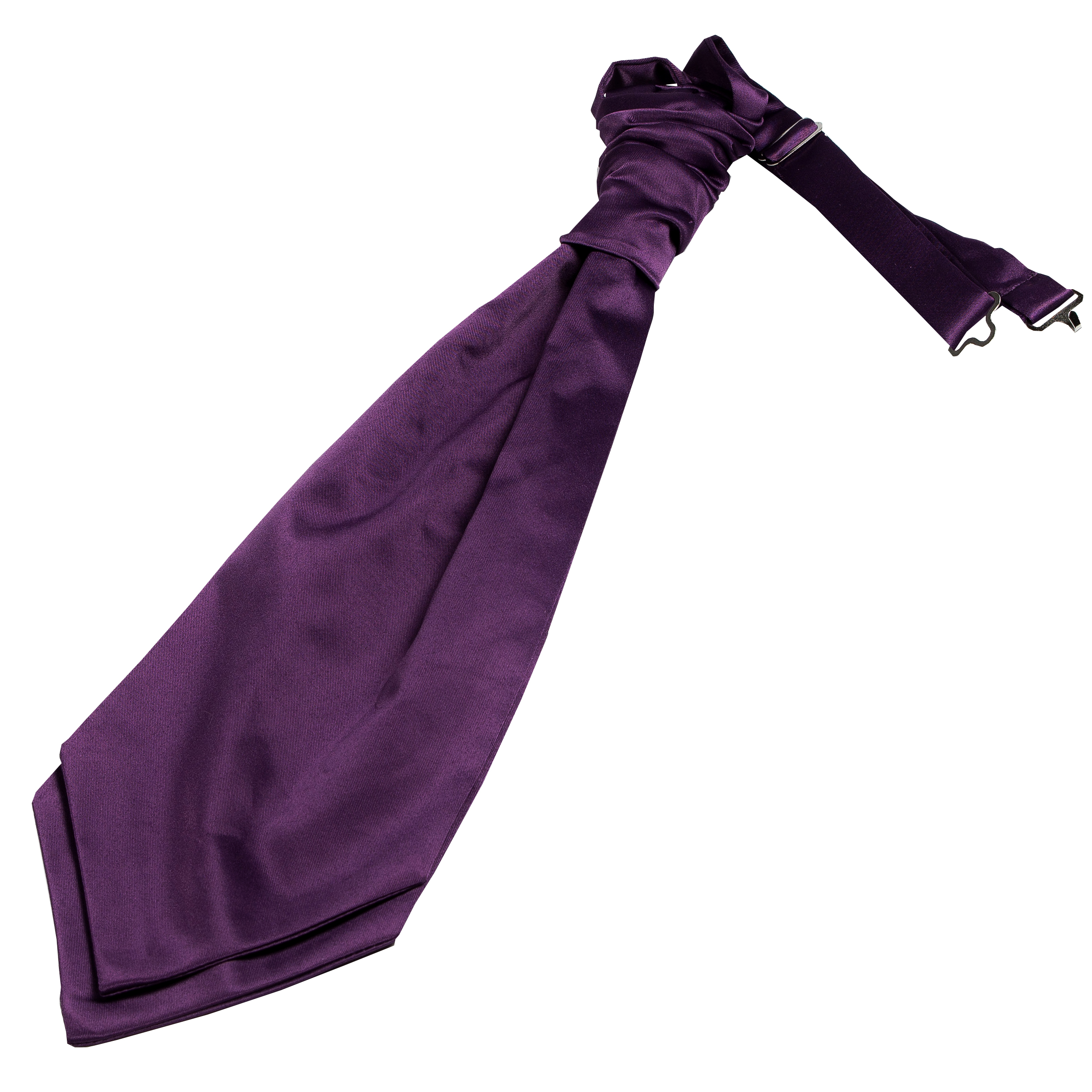 Purple Satin Wedding Cravat - Plain Purple Satin Pre-Tied Cravat